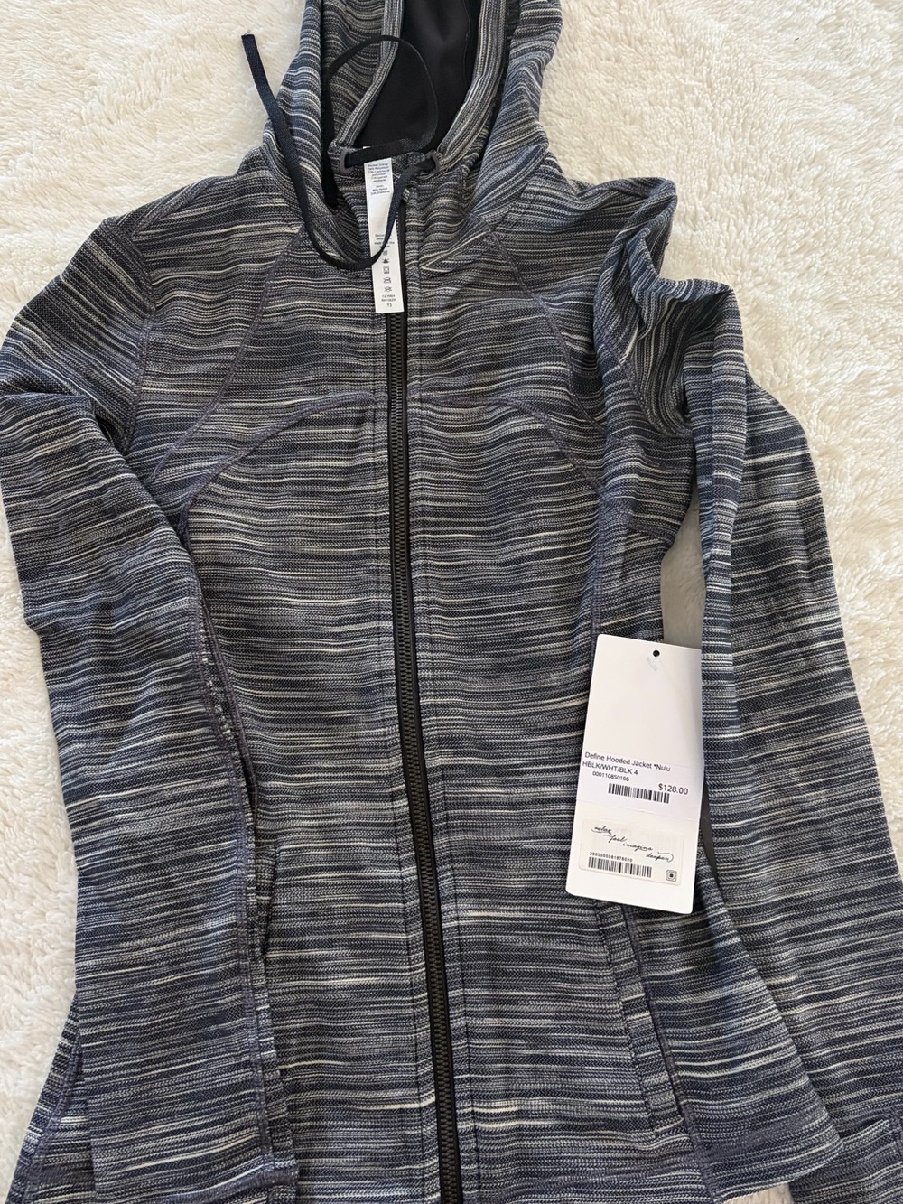 Lululemon hooded define Jacket - heather black/gray/white NWT size 4